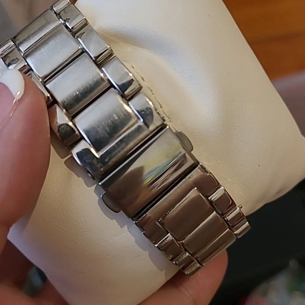 Geneva Silver Watch with Crystal Accents